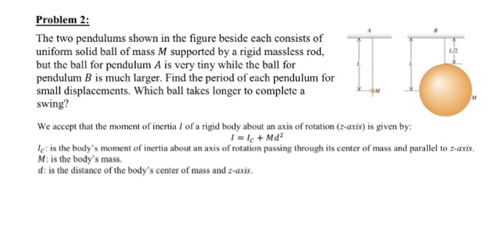 Solved The Two Pendulums Shown In The Figure Beside Each | Chegg.com