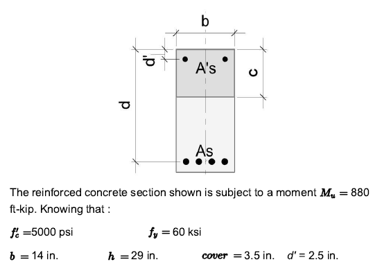 Solved 1. What is the area of compression steel A's (in^2) | Chegg.com