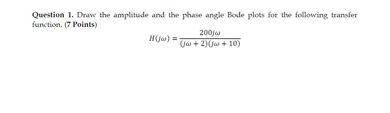 Solved Question 1. Draw the amplitude and the phase angle | Chegg.com