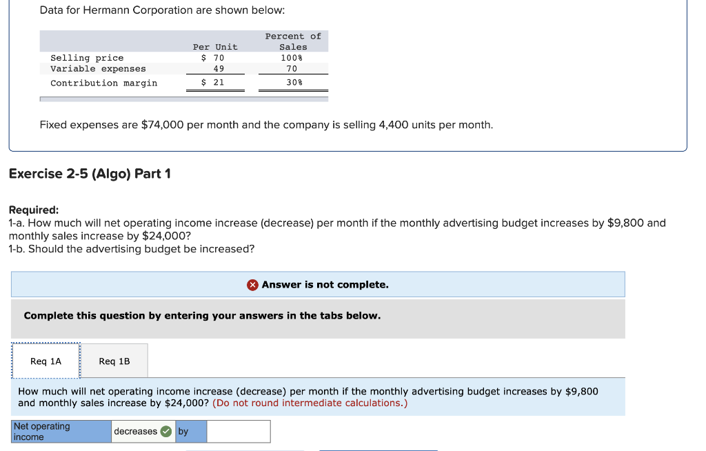 Solved Required 1 A How Much Will Net Operating Income 2438