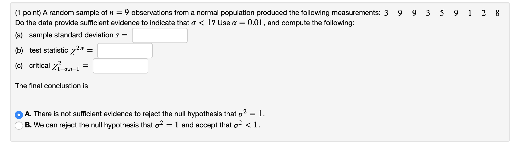 Solved 9 9 3 5 9 1 2 8 1 Point A Random Sample Of N 9