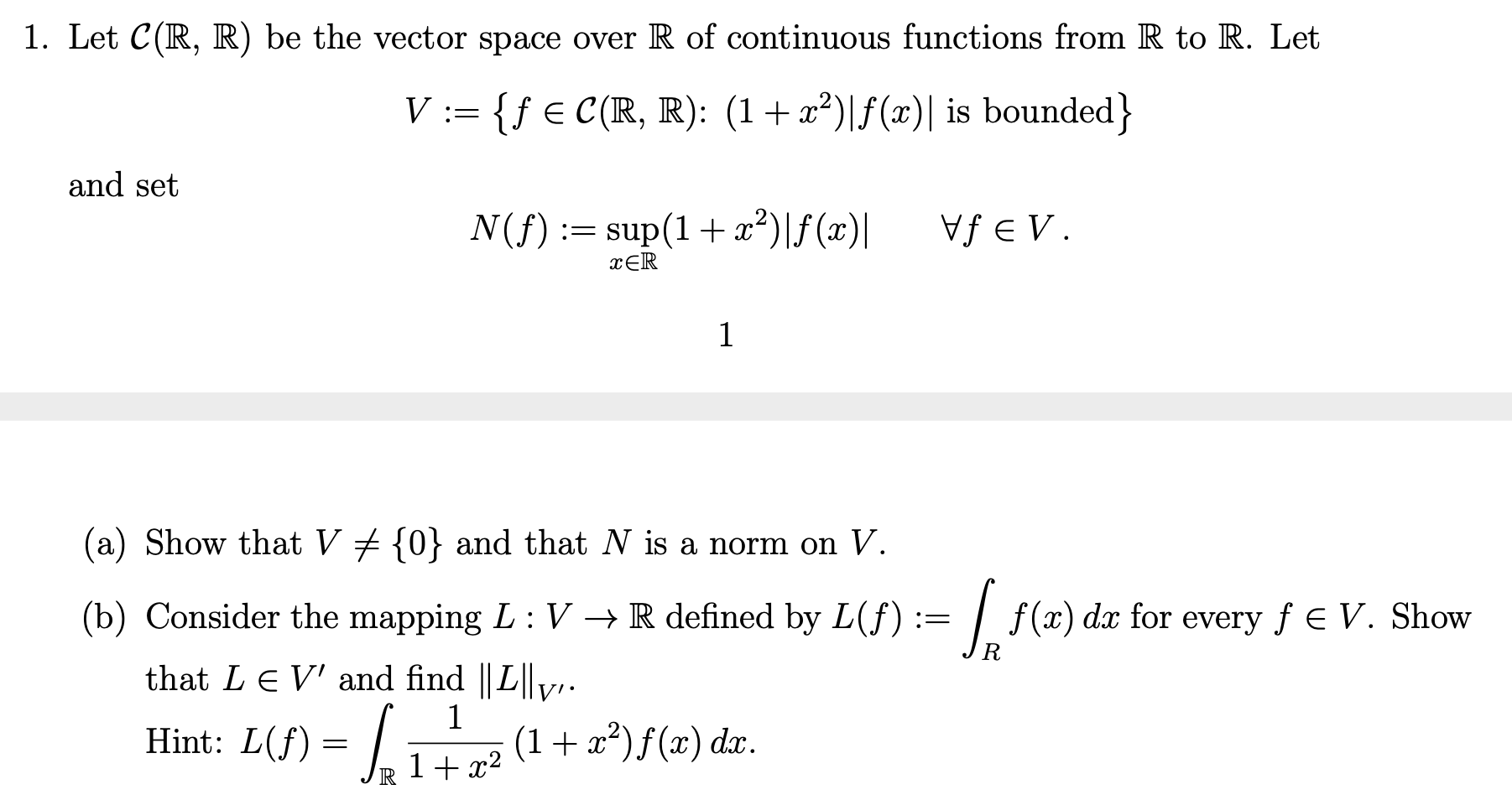 Solved 1 Let C R R Be The Vector Space Over R Of Conti Chegg Com