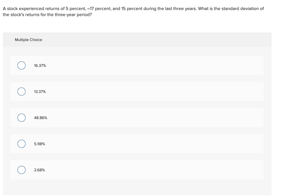 solved-a-stock-experienced-returns-of-5-percent-17-chegg