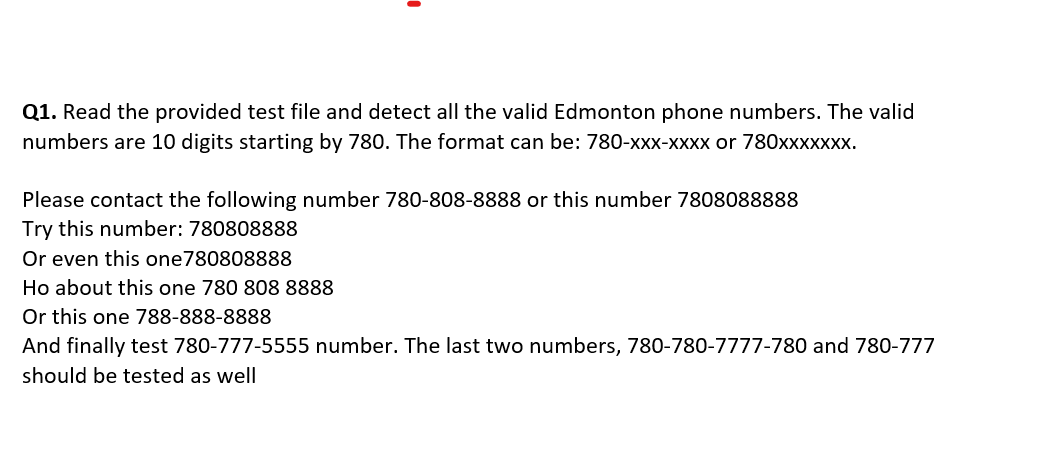 Solved Q1. Read the provided test file and detect all the | Chegg.com