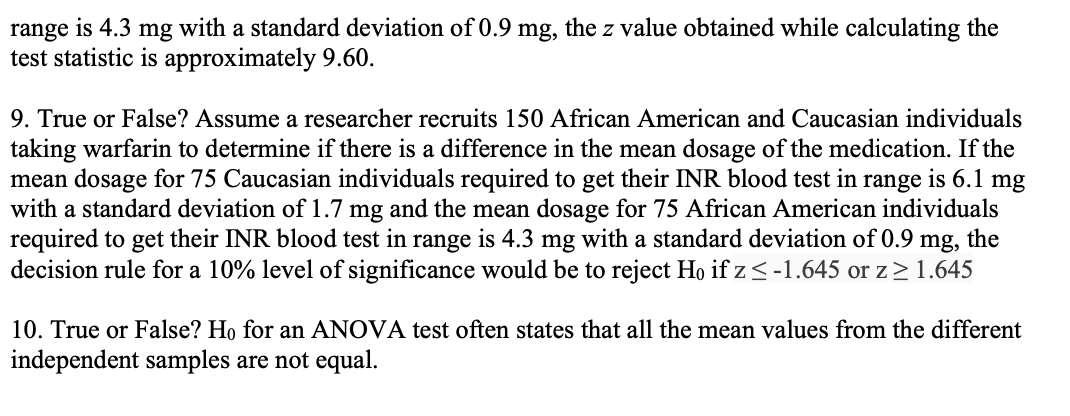 solved-6-true-or-false-for-a-two-tailed-test-using-z-chegg