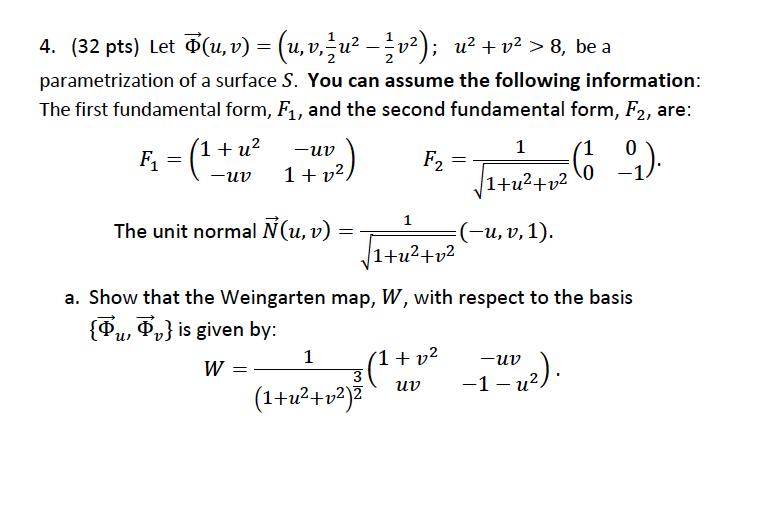 Solved Uv Uv 4 32 Pts Let O U V U V Uz V2 Chegg Com