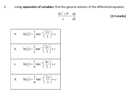 Solved 5 Using separation of variables, find the general | Chegg.com