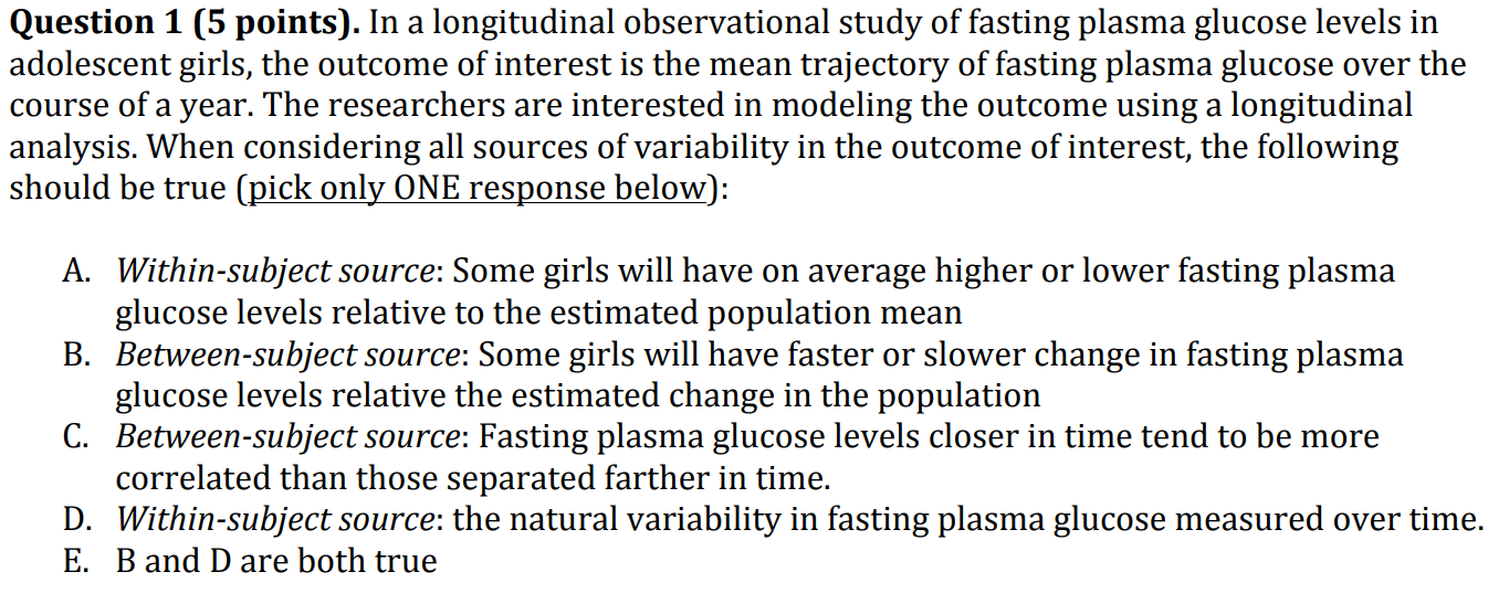 Solved Question 1 (5 points). In a longitudinal | Chegg.com