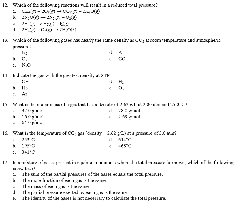 Solved 12 Which Of The Following Reactions Will Result I