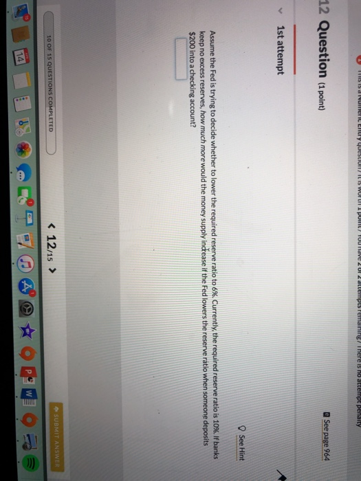 Solved 12 Question (1 point) See page 964 1st attempt O See | Chegg.com