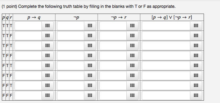 Solved (1 Point) Complete The Following Truth Table By | Chegg.com