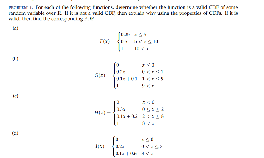 Solved PROBLEM 1. For Each Of The Following Functions, | Chegg.com