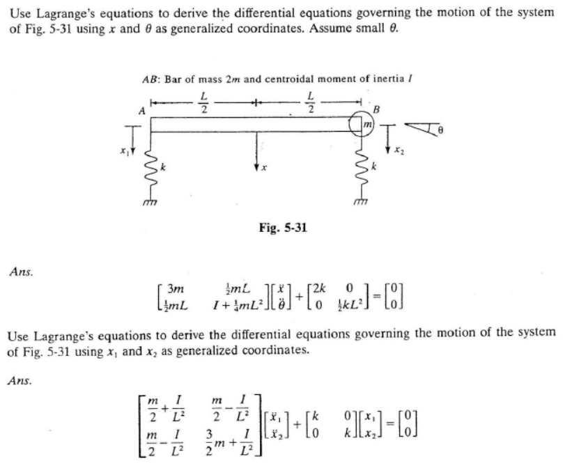 Solved L A Derive The Equations Of Motion For The Mec - vrogue.co