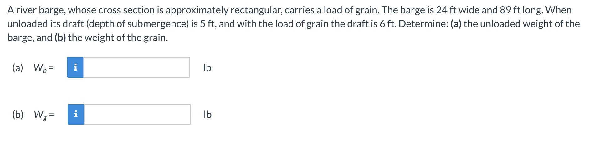 Solved A River Barge, Whose Cross Section Is Approximately | Chegg.com