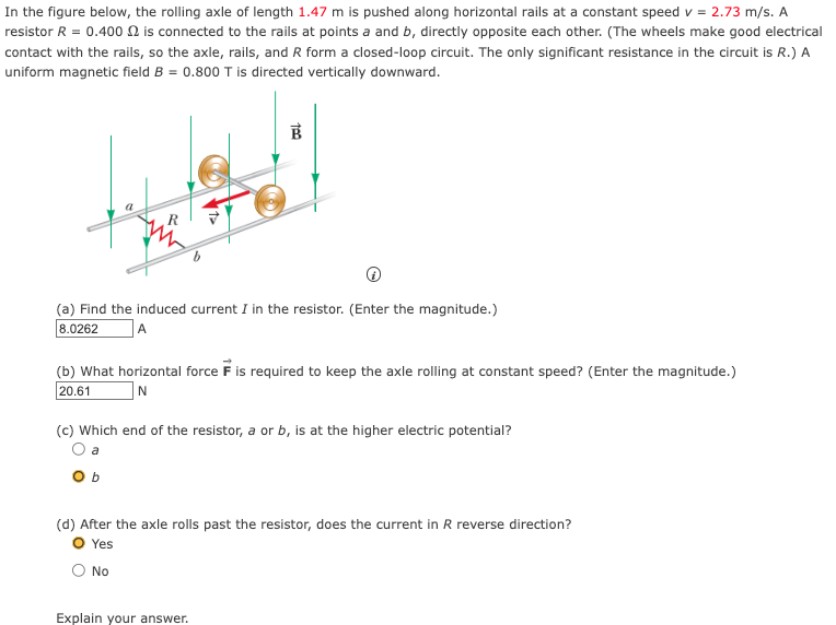 Solved In the figure below, the rolling axle of length 1.47 | Chegg.com