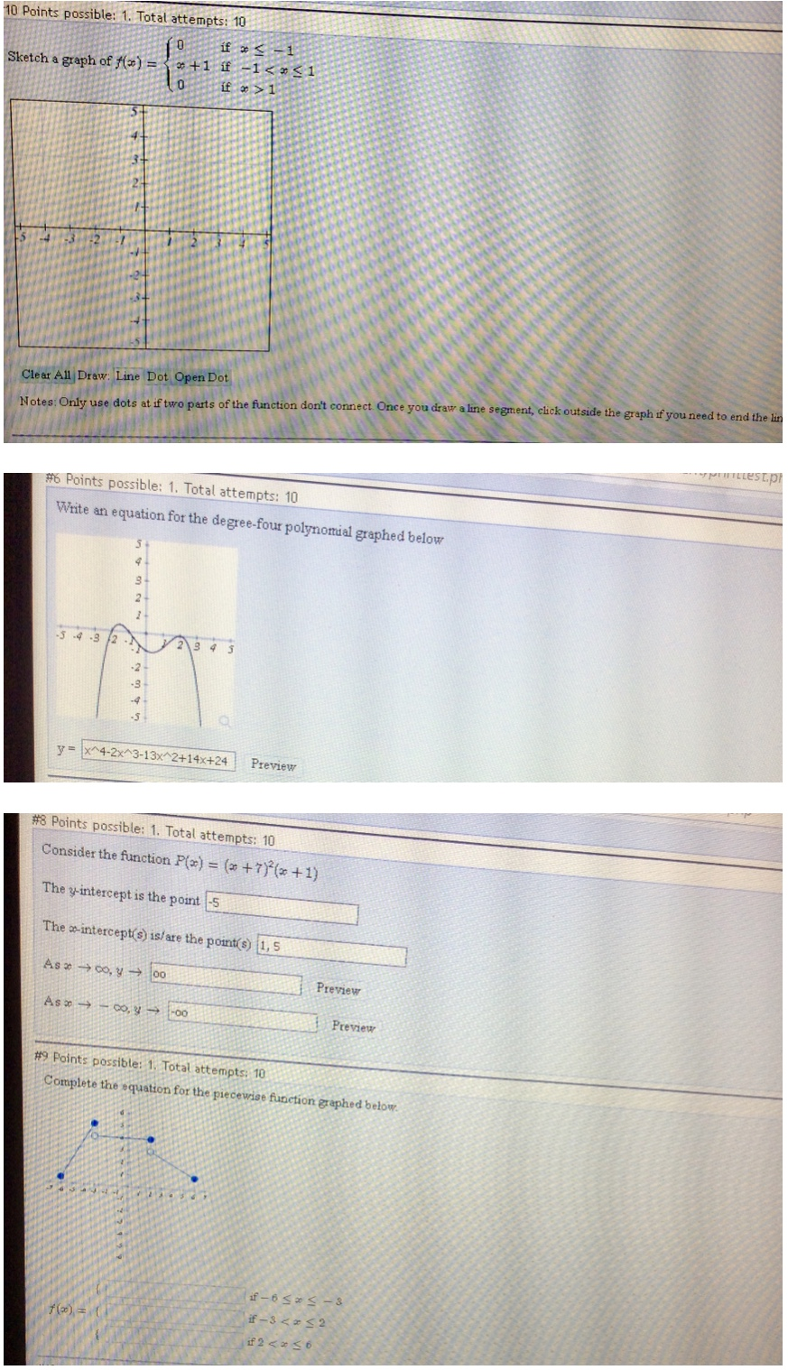 Solved 11 1 Possible 1 Total Attempts 10 O Graph Of F Chegg Com