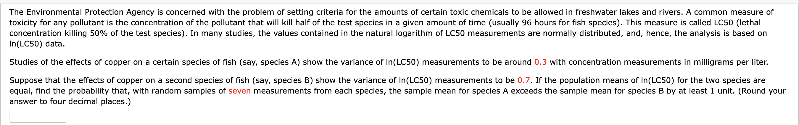 Solved In(LC50) data. answer to four decimal places.) | Chegg.com