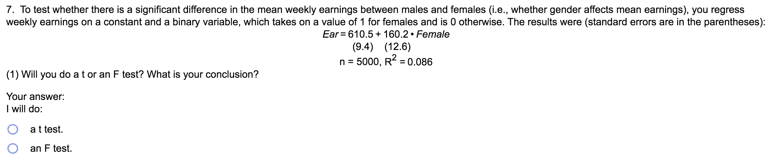 Significant Difference Questions Solved 7. To test whether there is a significant difference | Chegg.com