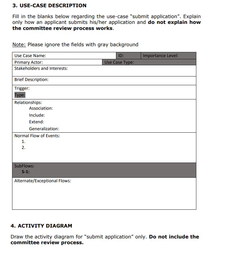 Solved 3. USE-CASE DESCRIPTION Fill in the blanks below | Chegg.com
