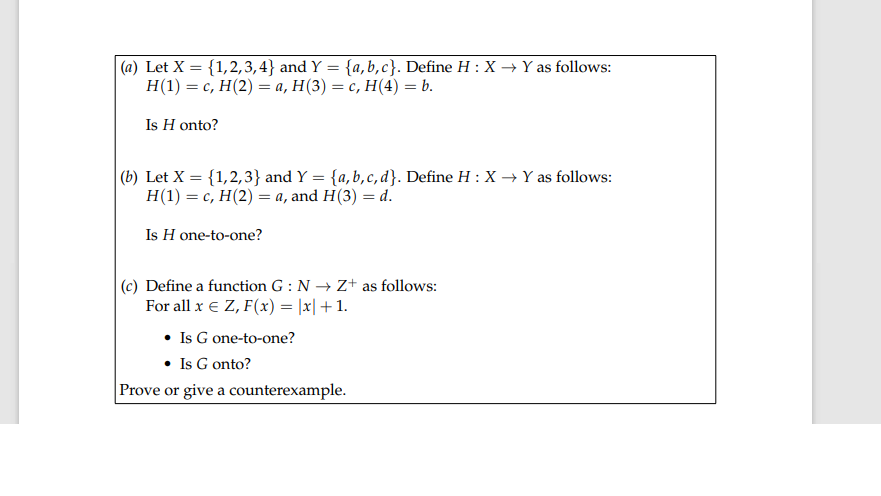 A Let X 1 2 3 4 And Y A B C Define H X Chegg Com