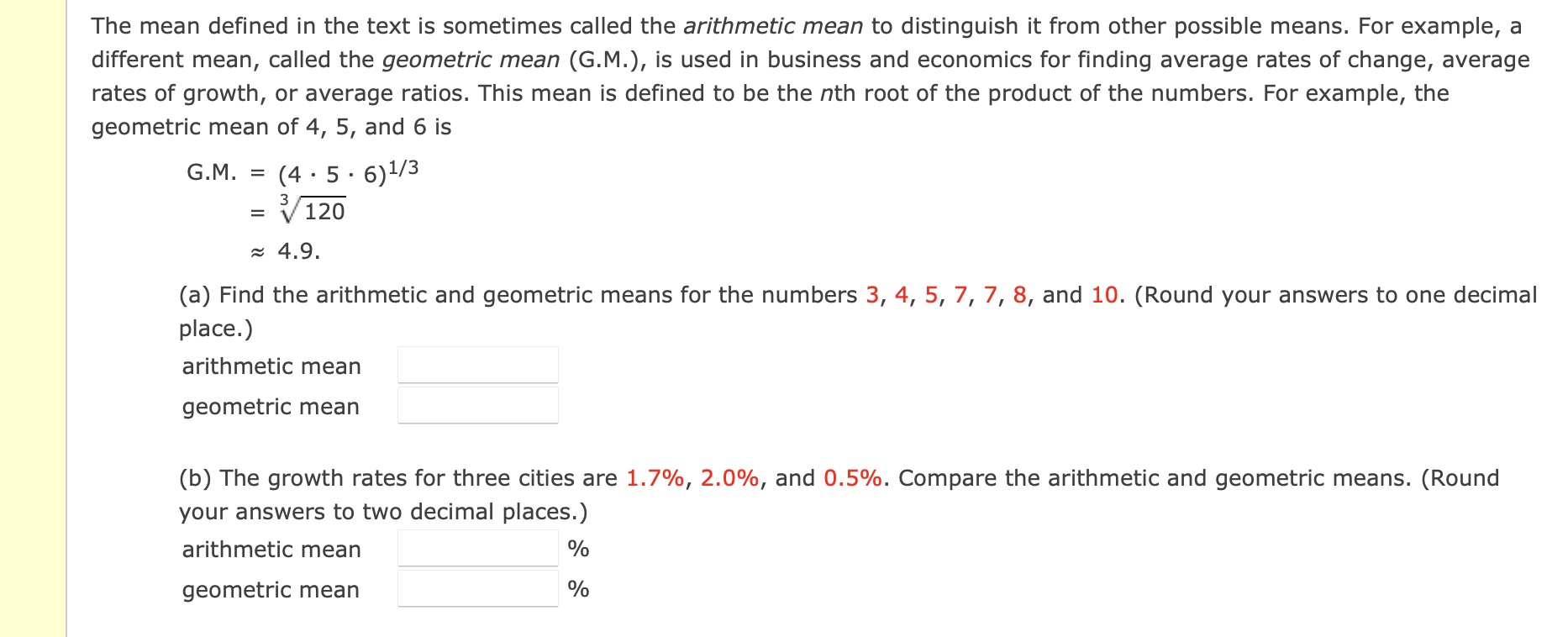 Solved The mean defined in the text is sometimes called the | Chegg.com