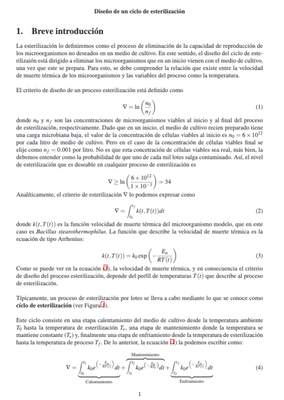 Diseño de un ciclo de esterilización 1. Breve introducción La esterilización lo definiremos como el proceso de eliminación de