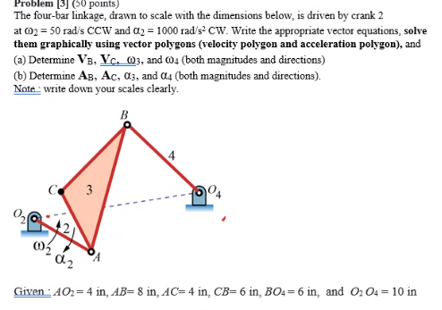 Problem 3] (50 Points) The Four-bar Linkage, Drawn To | Chegg.com