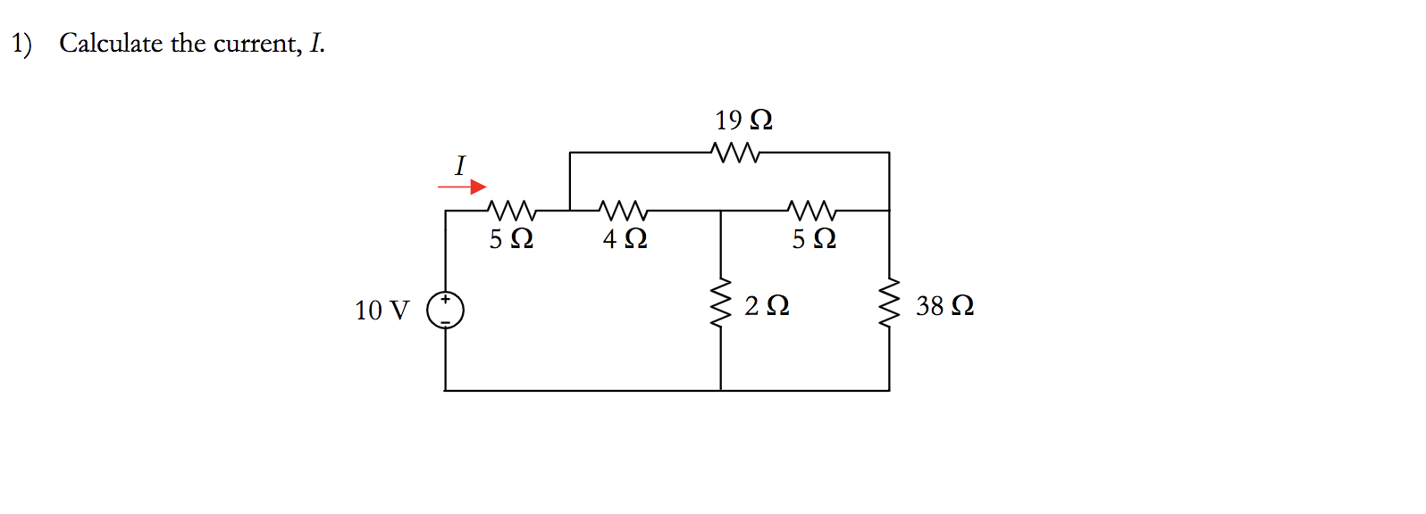 Solved 1) Calculate the current, I. 19 Ω ΑΛΛ ΑΛΛΟ 5 Ω ΑΛΛ 4 | Chegg.com