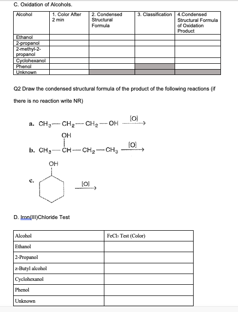 Solved Alcohols And Phenols A. Structures Of Alcohols And | Chegg.com