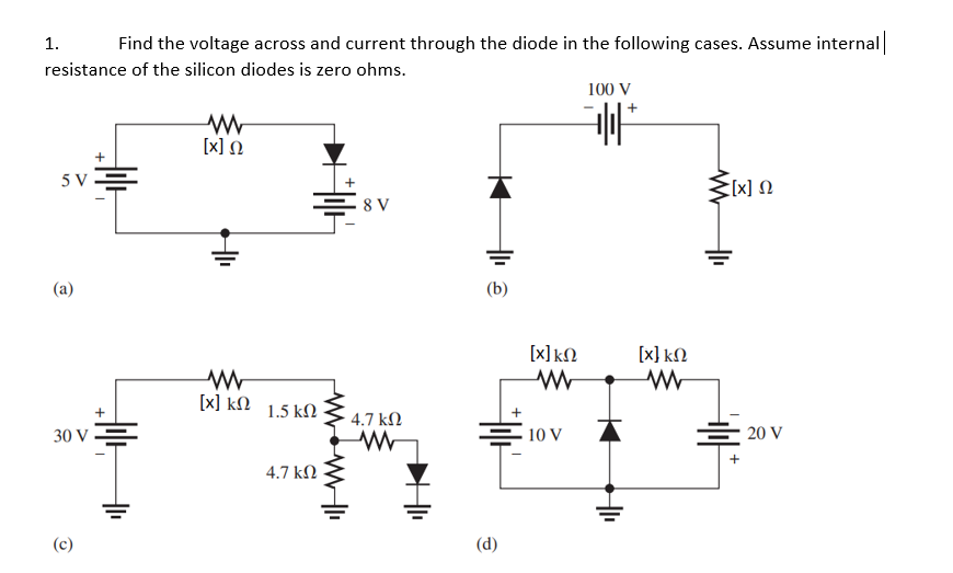 Solved X=5/ ﻿Find the voltage across and current through the | Chegg.com