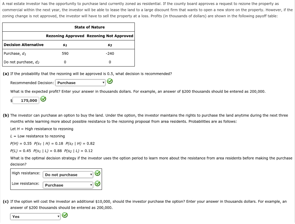 Solved A real estate investor has the opportunity to