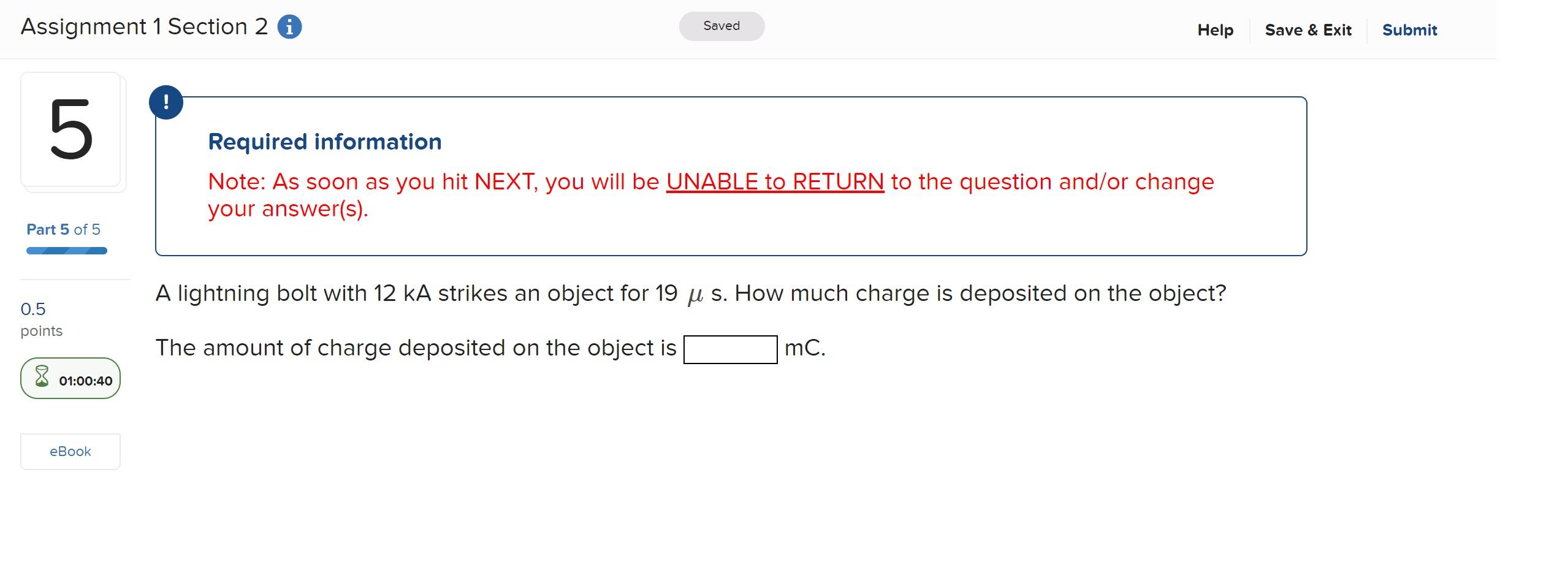 Solved Assignment 1 Section 2 i Saved Help Save & Exit | Chegg.com