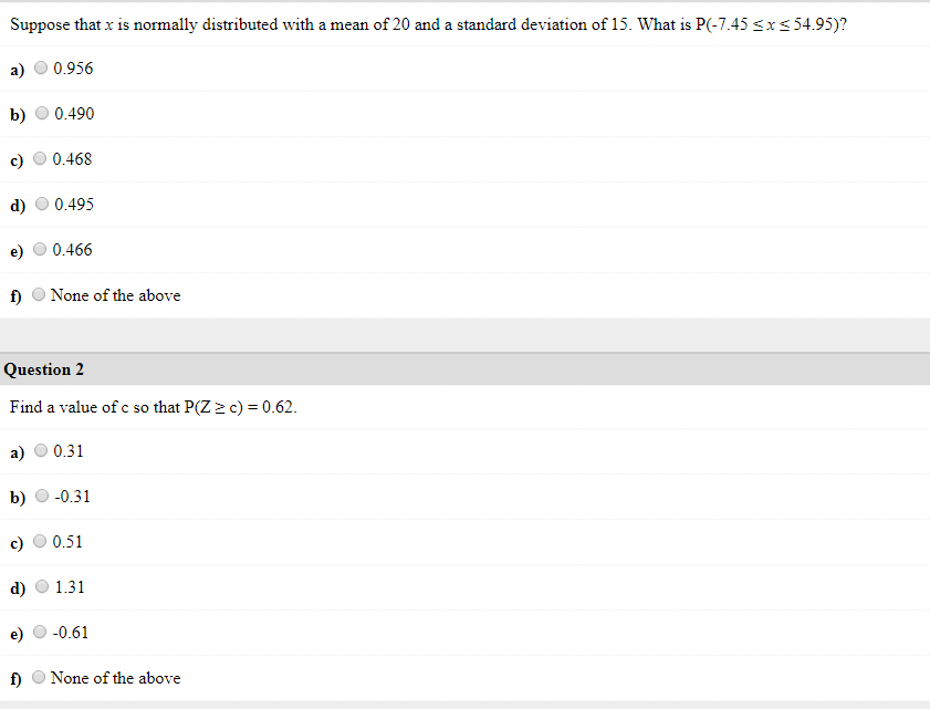 Solved Suppose that x is normally distributed with a mean of | Chegg.com
