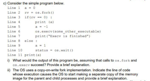 Solved Line 7 c) Consider the simple program below. Line 1 a | Chegg.com
