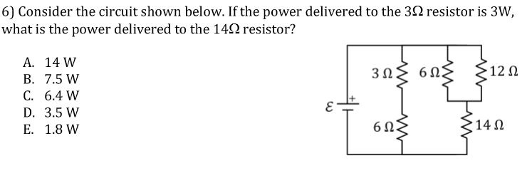 Solved 6) Consider the circuit shown below. If the power | Chegg.com