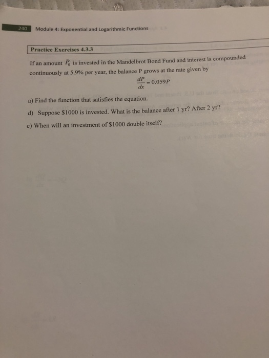 Solved 240 Module 4: Exponential and Logarithmic Functions | Chegg.com