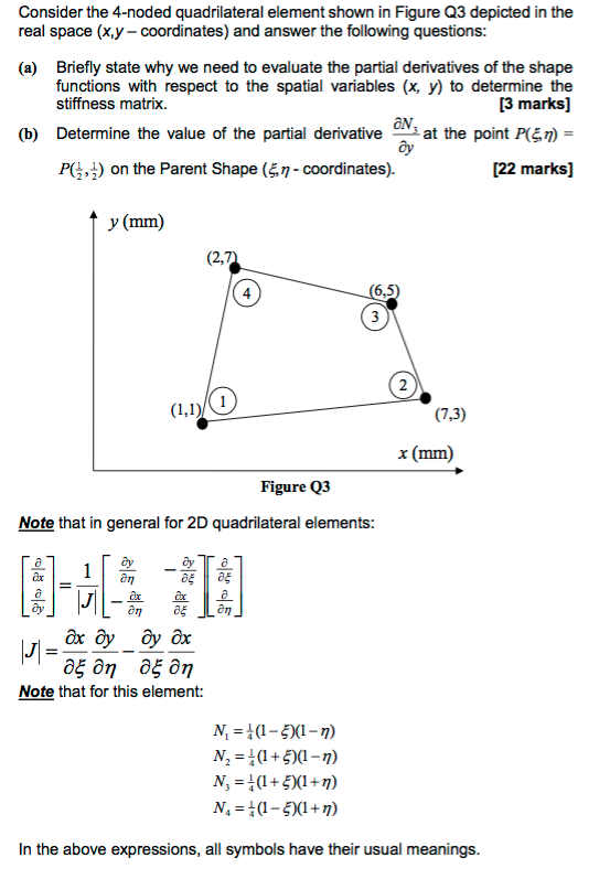 Solved Consider The 4 Noded Quadrilateral Element Shown In