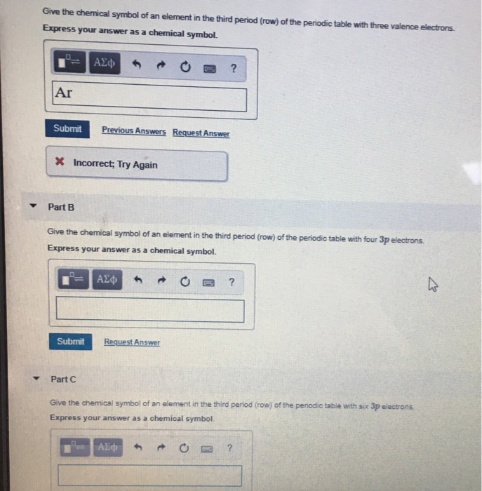 Solved Give the chemical symbol of an element in the third Chegg