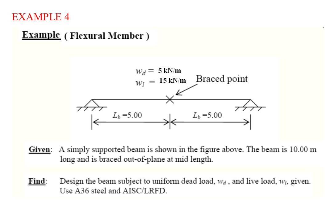 Example (Flexural Member ) Given A simply supported