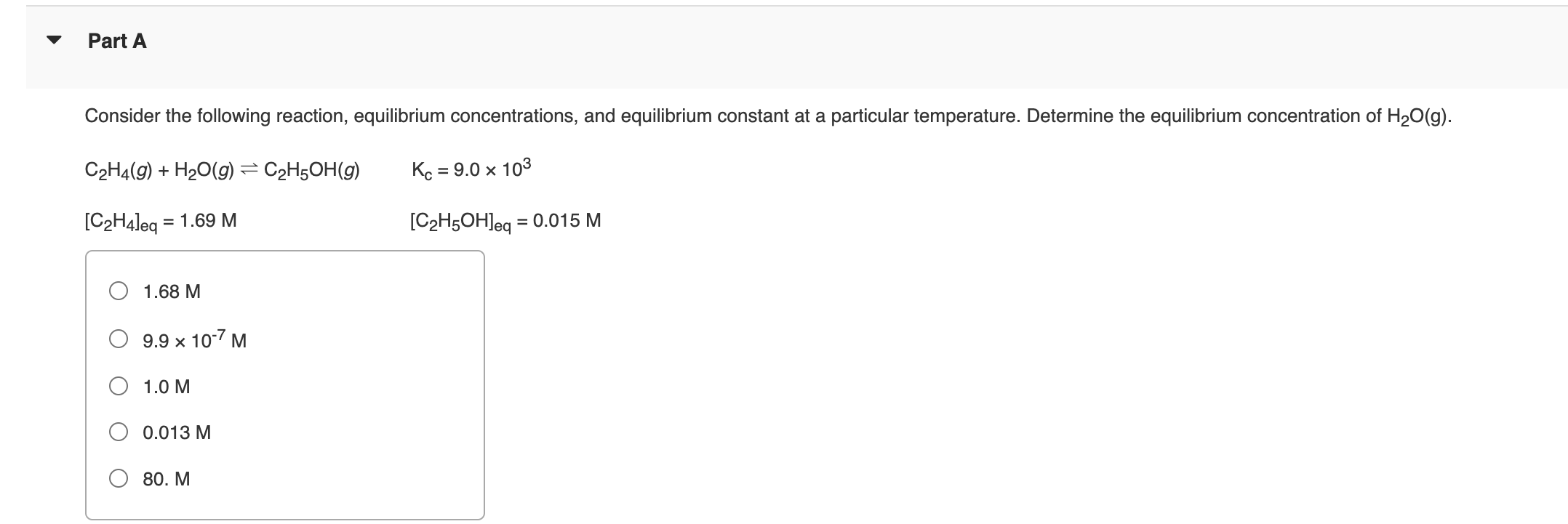 Solved Consider the following reaction equilibrium Chegg