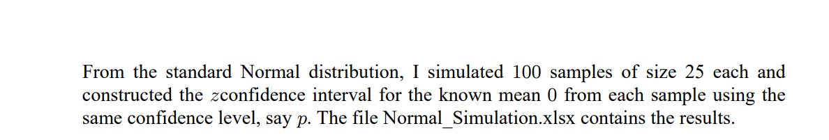 Solved From the standard Normal distribution, I simulated | Chegg.com