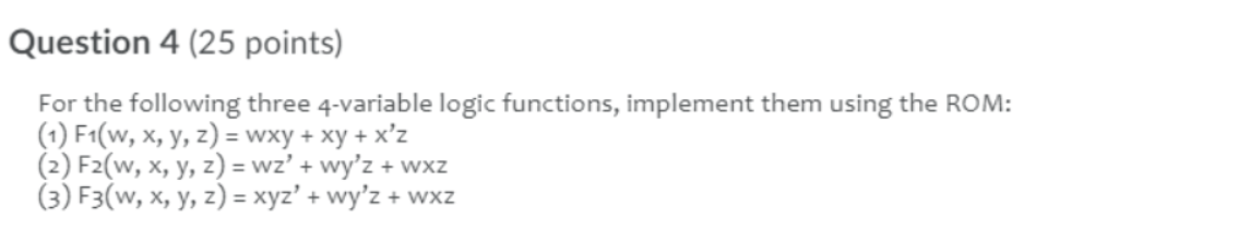 Solved Question 4 (25 points) For the following three | Chegg.com