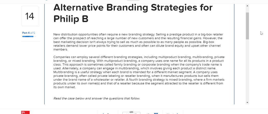 Solved Alternative Branding Strategies For Philip B Part 4 | Chegg.com