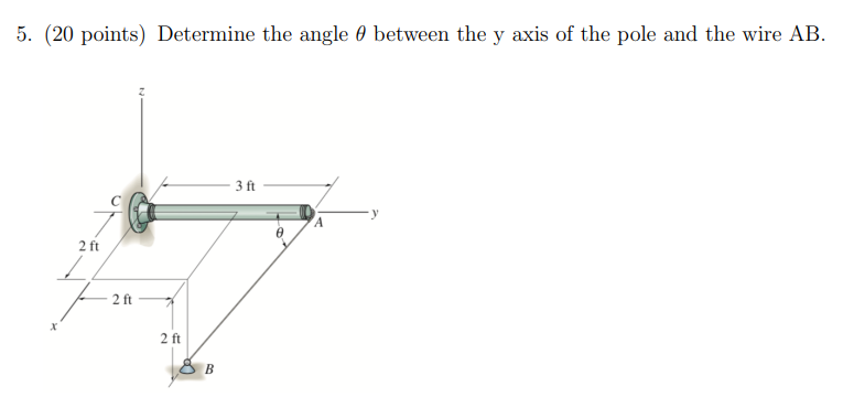 Solved 5. (20 points) Determine the angle 0 between the y | Chegg.com