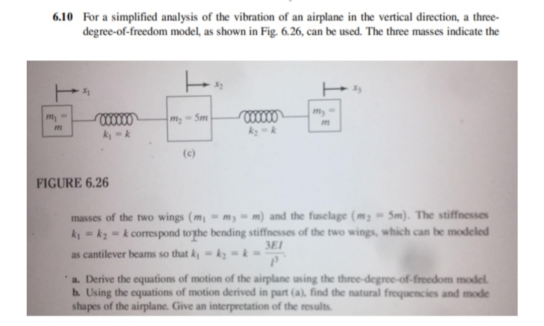 Solved 6.10 For a simplified analysis of the vibration of an | Chegg.com