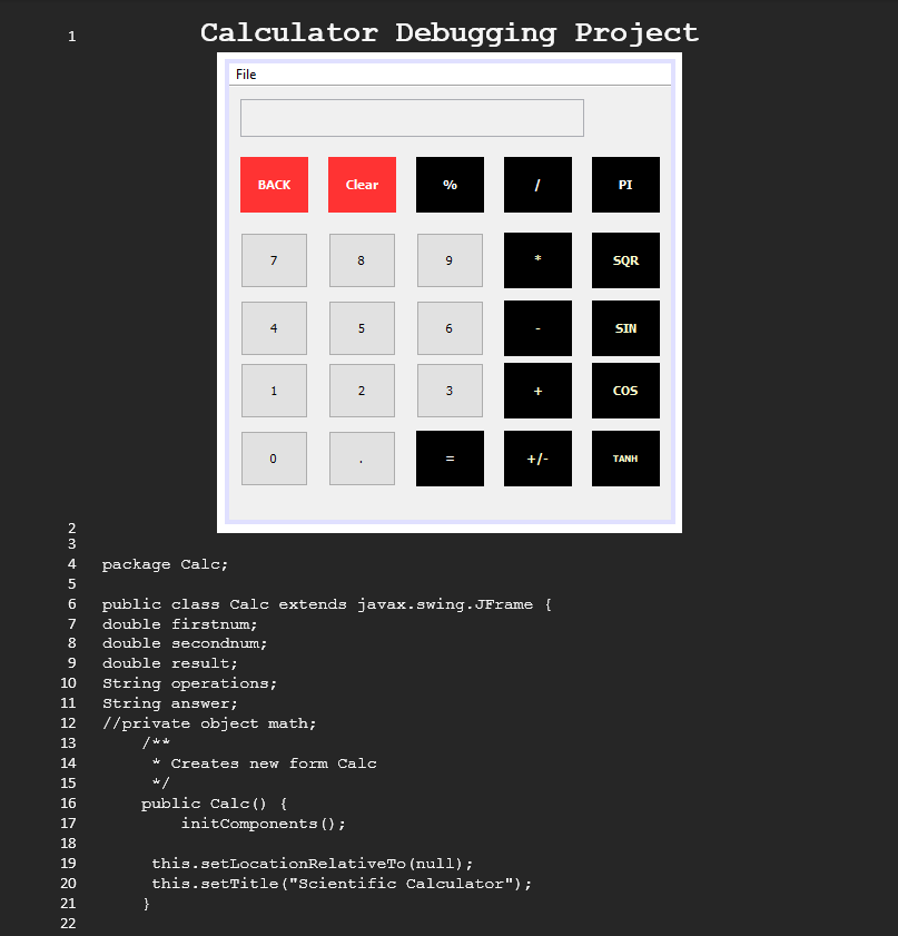 Solved 1 Calculator Debugging Project package Calc; public | Chegg.com