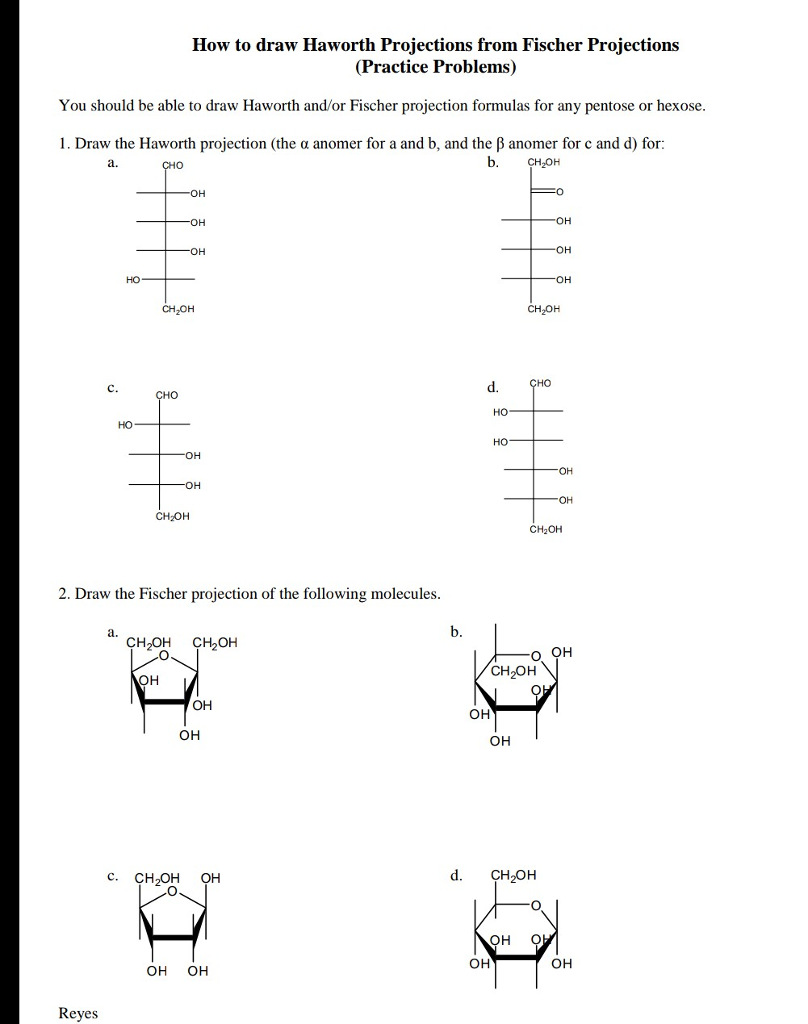 Solved How to draw Haworth Projections from Fischer