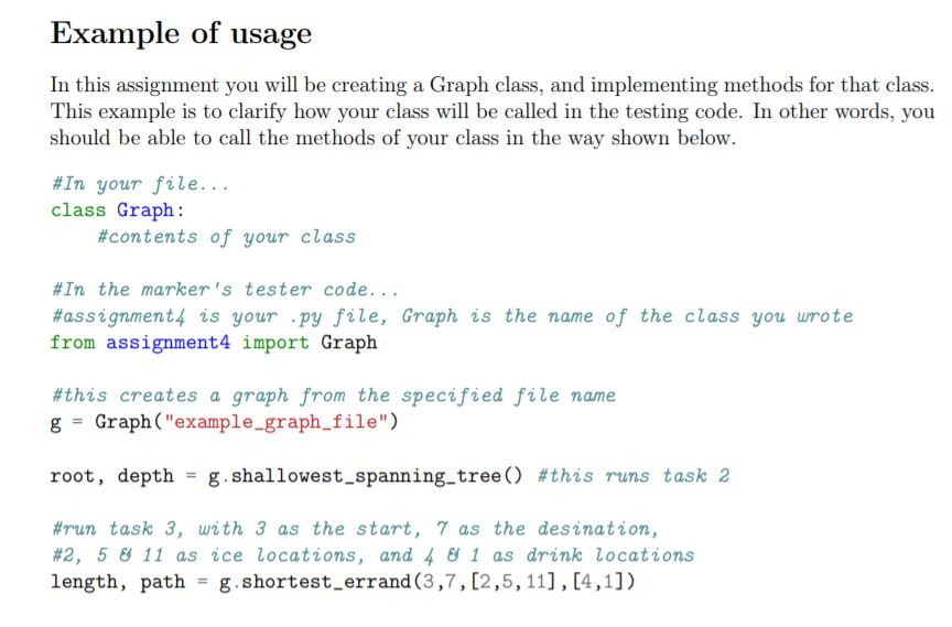 Example of usage In this assignment you will be | Chegg.com