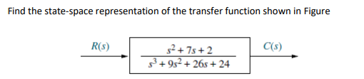 Solved Find The State-space Representation Of The Transfer | Chegg.com