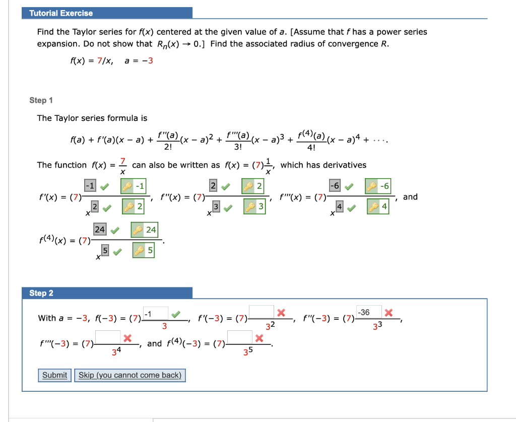 Solved Tutorial Exercise Find The Taylor Series For F(x) | Chegg.com